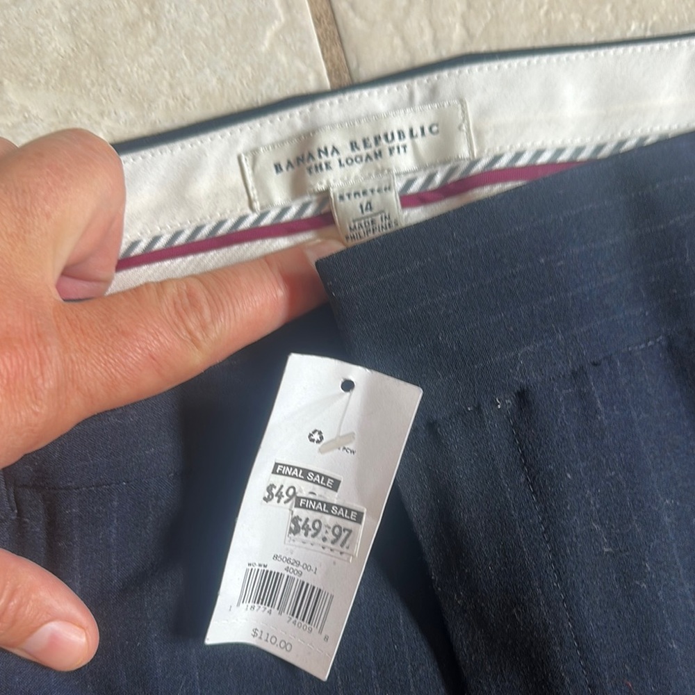 Banana Republic Wide Leg Blue Pants with Smooth Finish - Picture 2 of 2